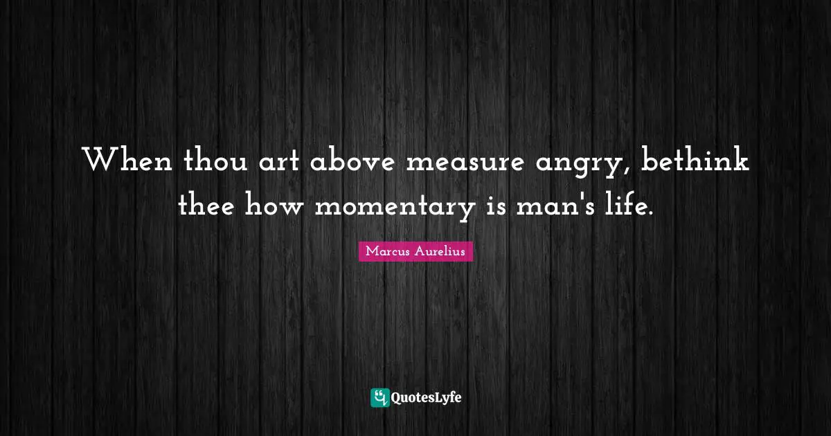 When thou art above measure angry, bethink thee how momentary is man's life.
