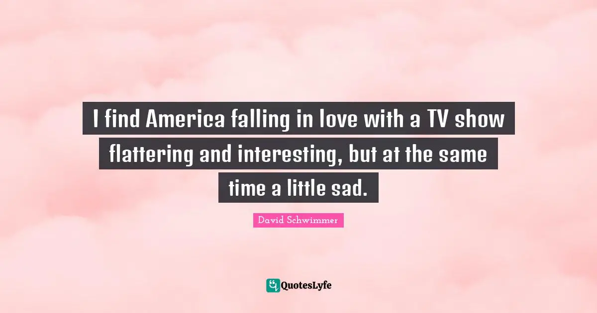I find America falling in love with a TV show flattering and interesting, but at the same time a little sad.
