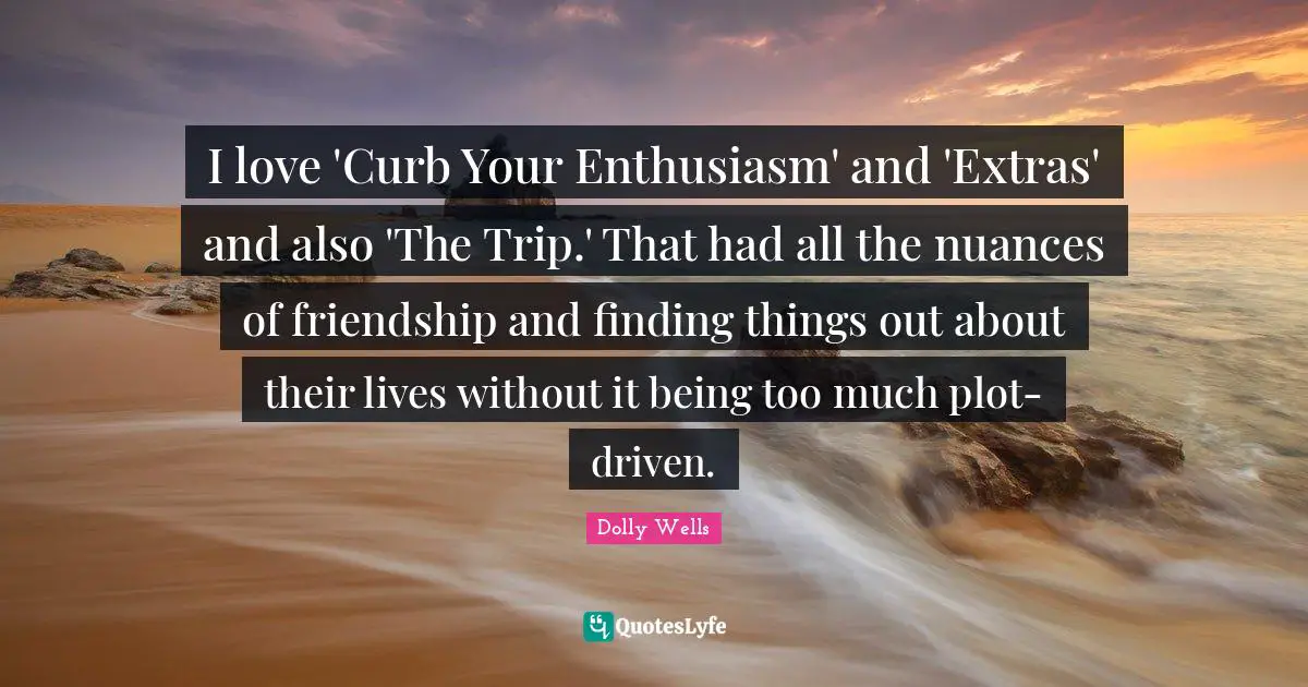 I love 'Curb Your Enthusiasm' and 'Extras' and also 'The Trip.' That had all the nuances of friendship and finding things out about their lives without it being too much plot-driven.