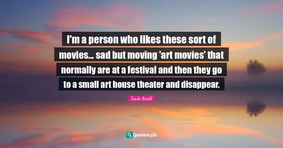 I'm a person who likes these sort of movies... sad but moving 'art movies' that normally are at a festival and then they go to a small art house theater and disappear.