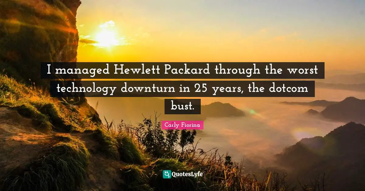 I managed Hewlett Packard through the worst technology downturn in 25 years, the dotcom bust.