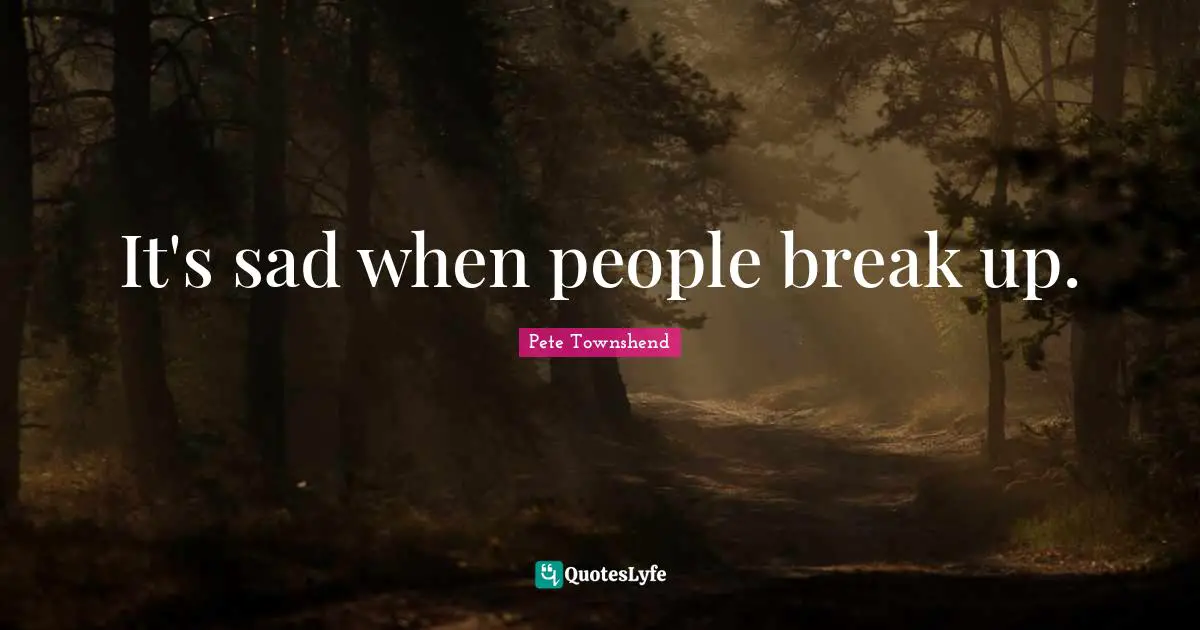 Pete Townshend Quotes: "It's sad when people break up."