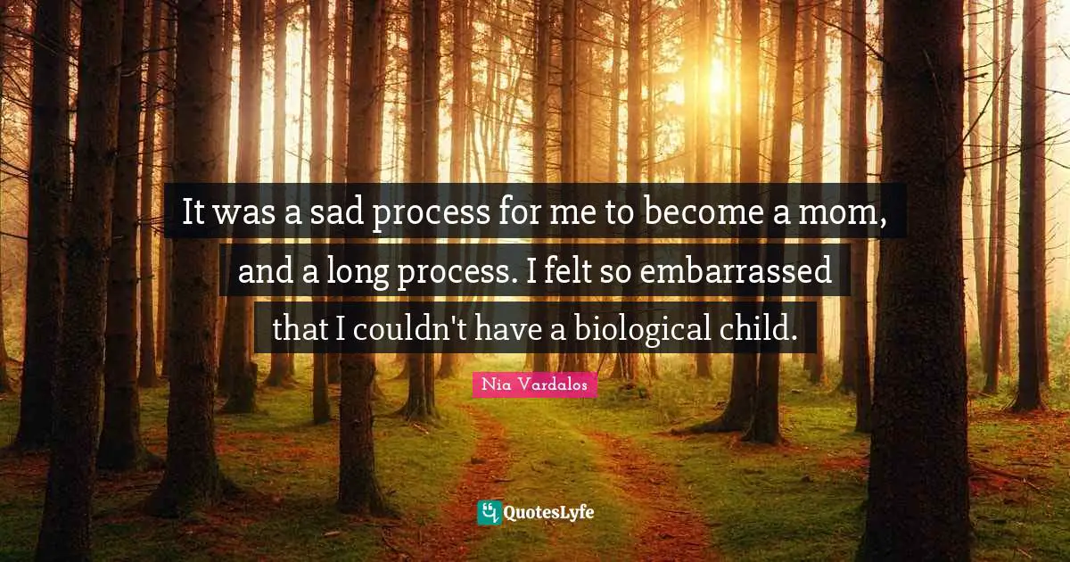 It was a sad process for me to become a mom, and a long process. I felt so embarrassed that I couldn't have a biological child.