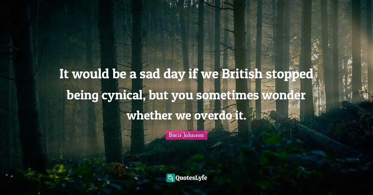 It would be a sad day if we British stopped being cynical, but you sometimes wonder whether we overdo it.