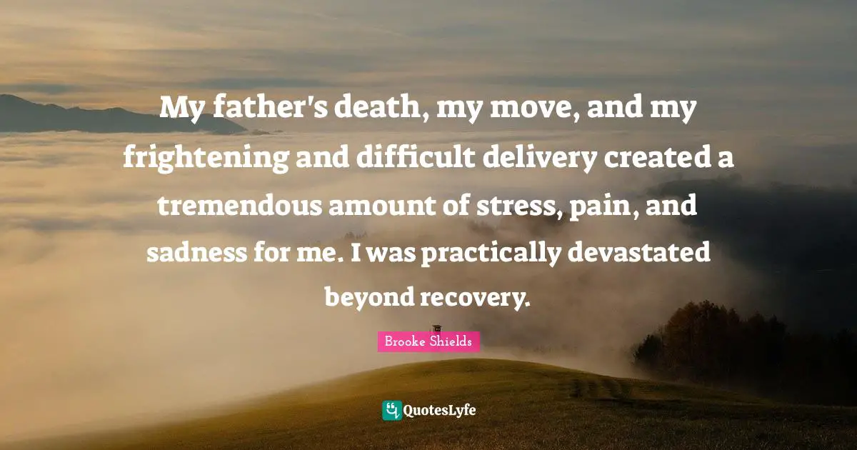 My father's death, my move, and my frightening and difficult delivery created a tremendous amount of stress, pain, and sadness for me. I was practically devastated beyond recovery.