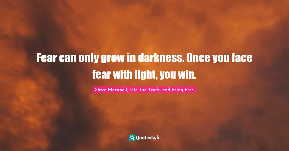 Fear can only grow in darkness. Once you face fear with light, you win.