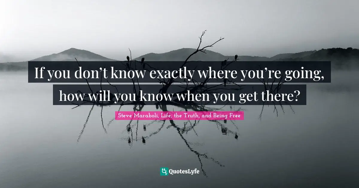 Steve Maraboli, Life, the Truth, and Being Free Quotes: If you don’t know exactly where you’re going, how will you know when you get there?