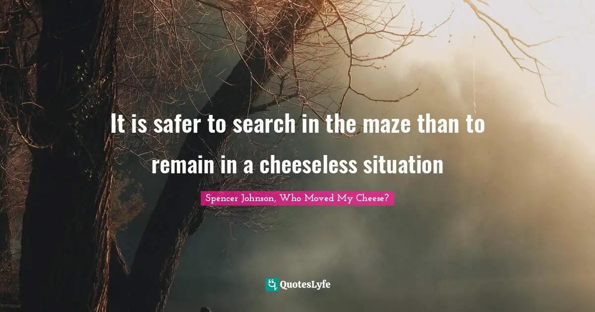 It is safer to search in the maze than to remain in a cheeseless situation