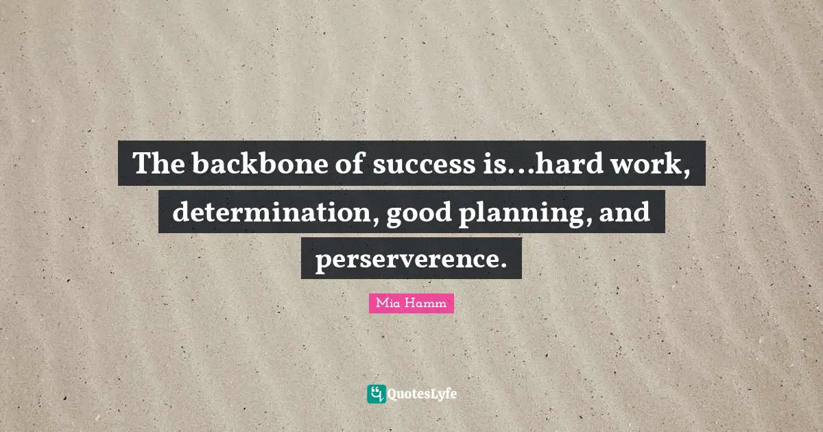 The backbone of success is...hard work, determination, good planning, and perserverence.
