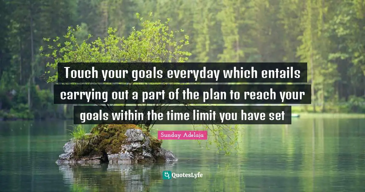Assignment Quotes: "Touch your goals everyday which entails carrying out a part of the plan to reach your goals within the time limit you have set"