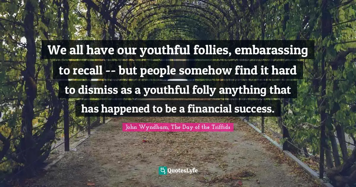 We all have our youthful follies, embarassing to recall -- but people somehow find it hard to dismiss as a youthful folly anything that has happened to be a financial success.