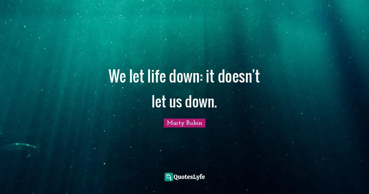 We let life down: it doesn't let us down.