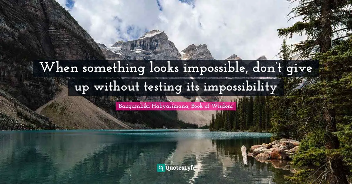 Bangambiki Habyarimana, Book of Wisdom Quotes: When something looks impossible, don’t give up without testing its impossibility