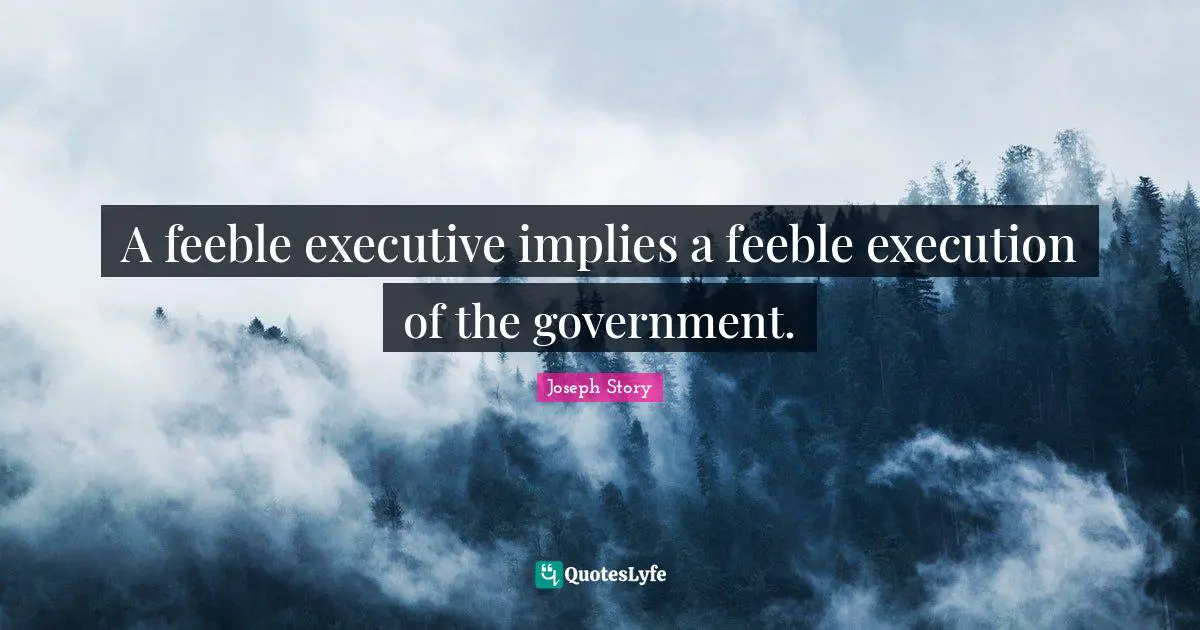 A feeble executive implies a feeble execution of the government.