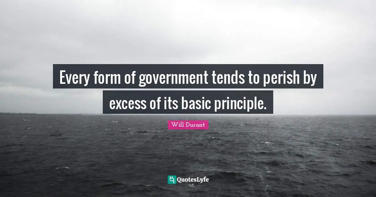 Every form of government tends to perish by excess of its basic principle.