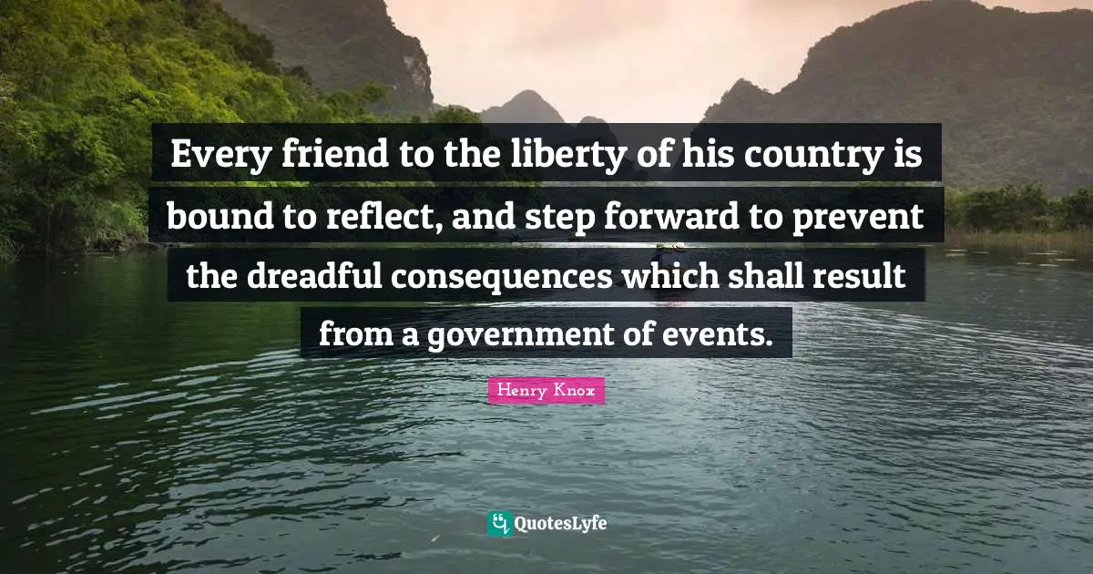 Every friend to the liberty of his country is bound to reflect, and step forward to prevent the dreadful consequences which shall result from a government of events.