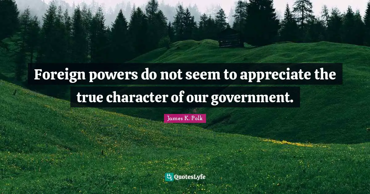Foreign powers do not seem to appreciate the true character of our government.