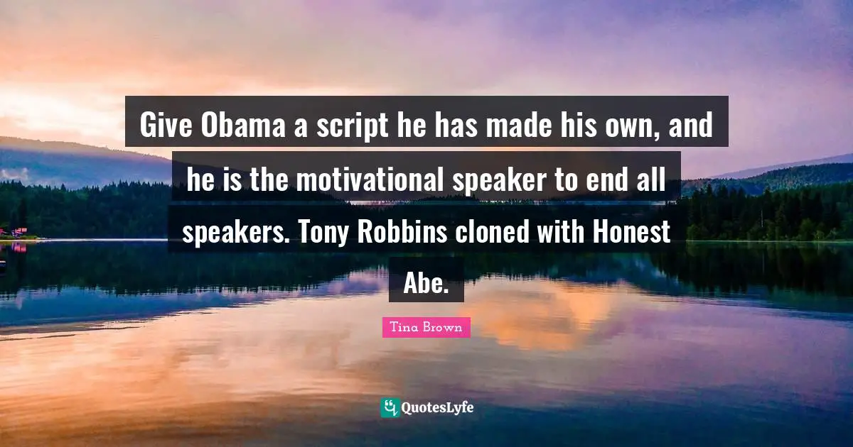 Give Obama a script he has made his own, and he is the motivational speaker to end all speakers. Tony Robbins cloned with Honest Abe.