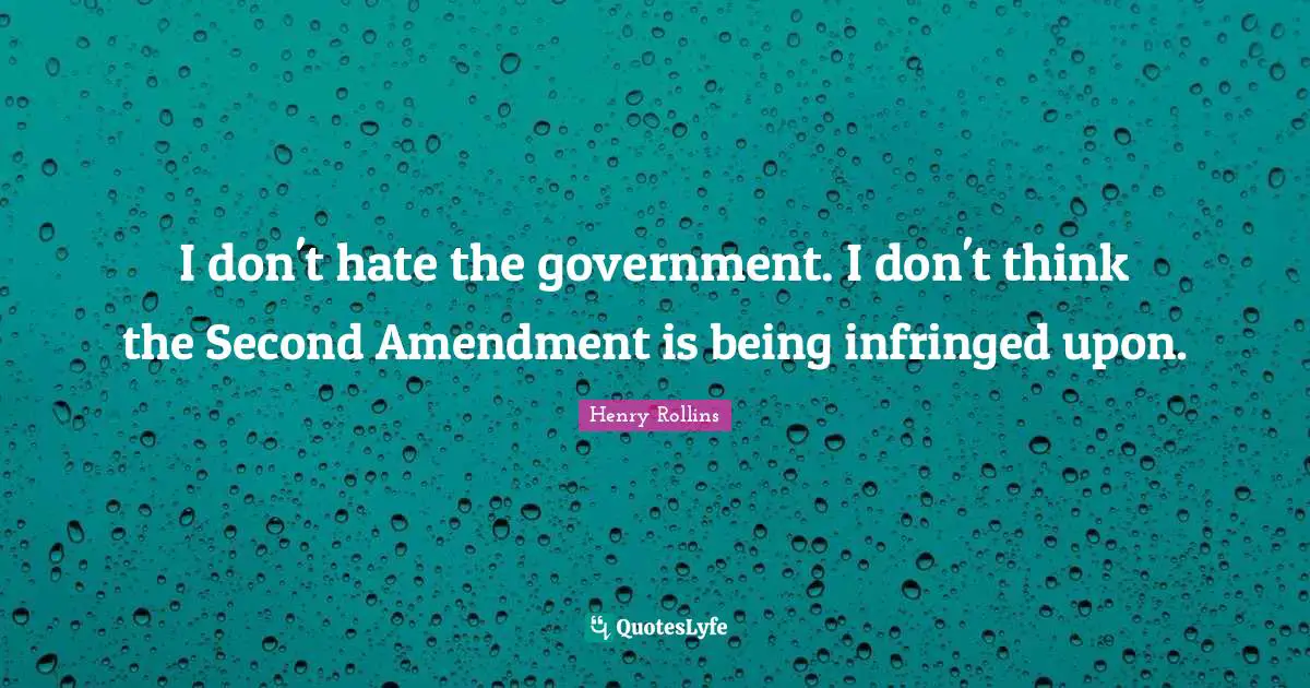 I don't hate the government. I don't think the Second Amendment is being infringed upon.