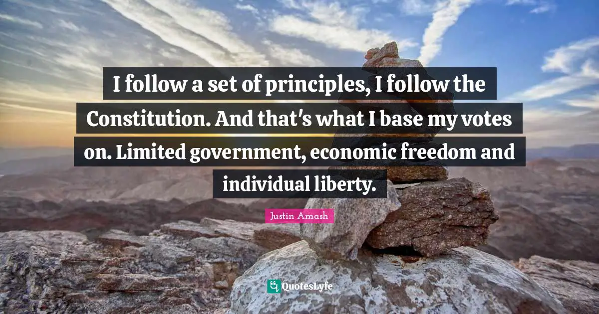 I follow a set of principles, I follow the Constitution. And that's what I base my votes on. Limited government, economic freedom and individual liberty.