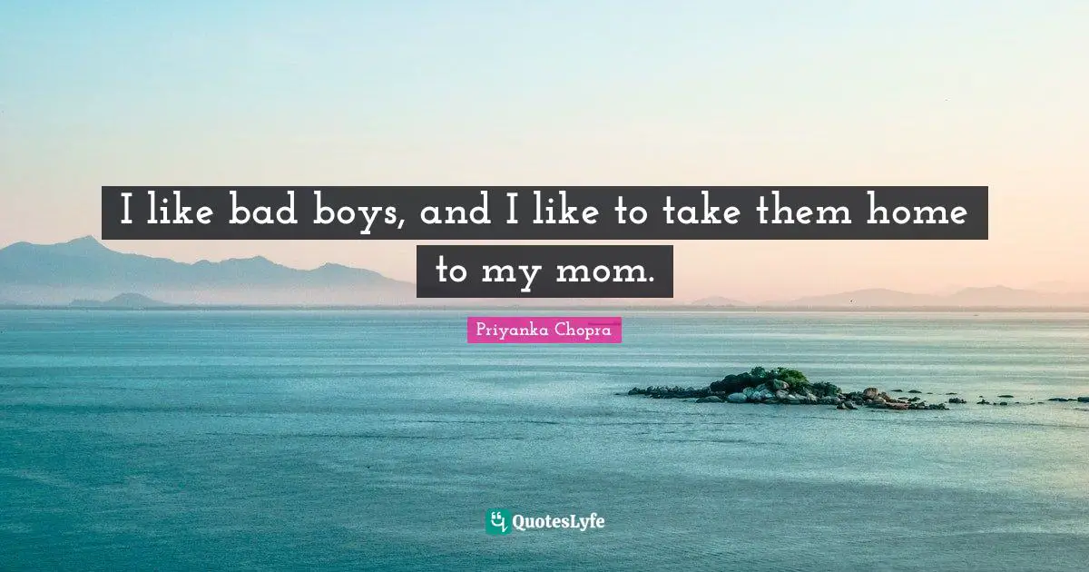 I like bad boys, and I like to take them home to my mom.