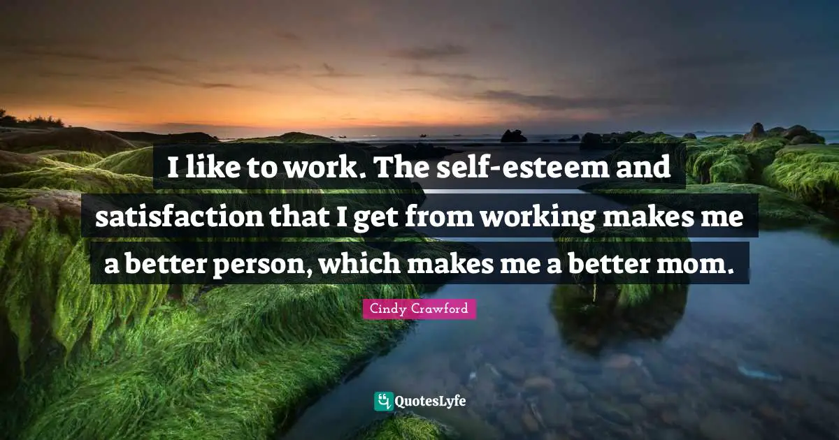 I like to work. The self-esteem and satisfaction that I get from working makes me a better person, which makes me a better mom.