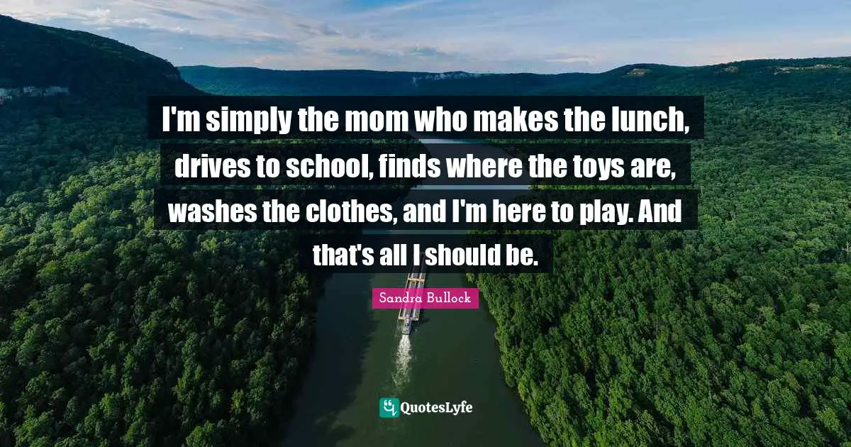 I'm simply the mom who makes the lunch, drives to school, finds where the toys are, washes the clothes, and I'm here to play. And that's all I should be.