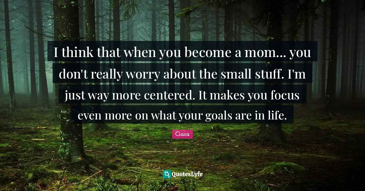 I think that when you become a mom... you don't really worry about the small stuff. I'm just way more centered. It makes you focus even more on what your goals are in life.