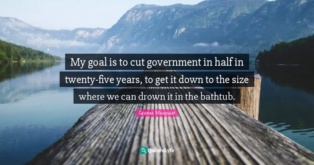 My goal is to cut government in half in twenty-five years, to get it down to the size where we can drown it in the bathtub.