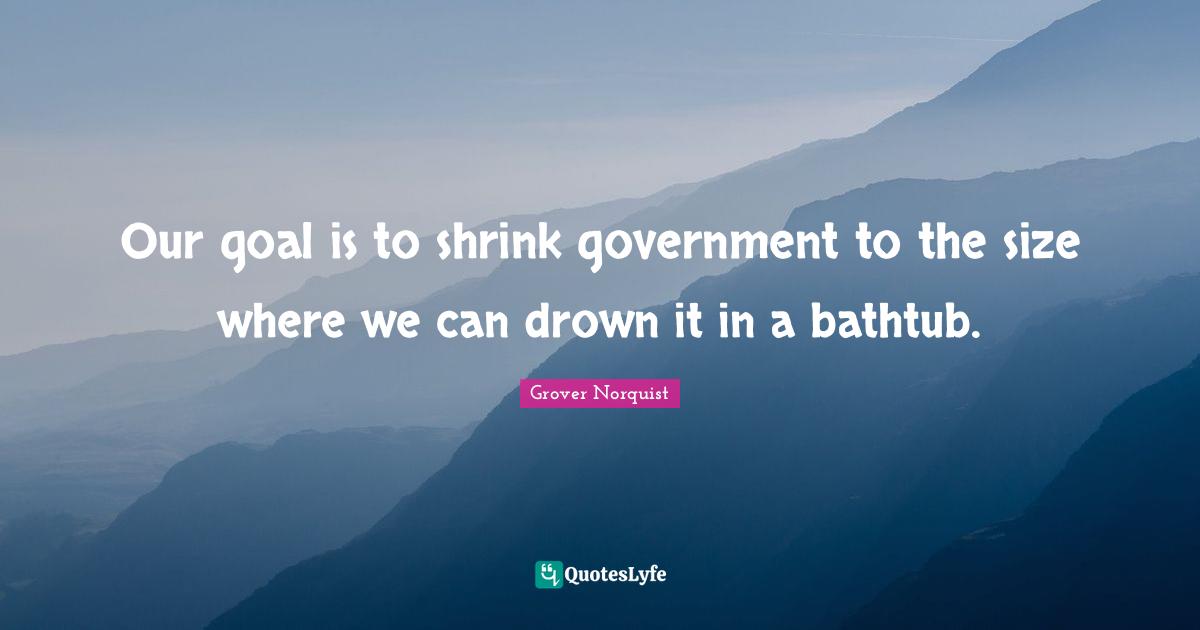 Our goal is to shrink government to the size where we can drown it in a bathtub.