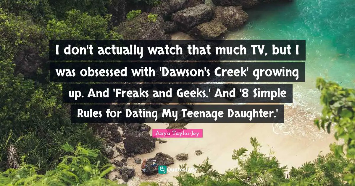 I don't actually watch that much TV, but I was obsessed with 'Dawson's Creek' growing up. And 'Freaks and Geeks.' And '8 Simple Rules for Dating My Teenage Daughter.'
