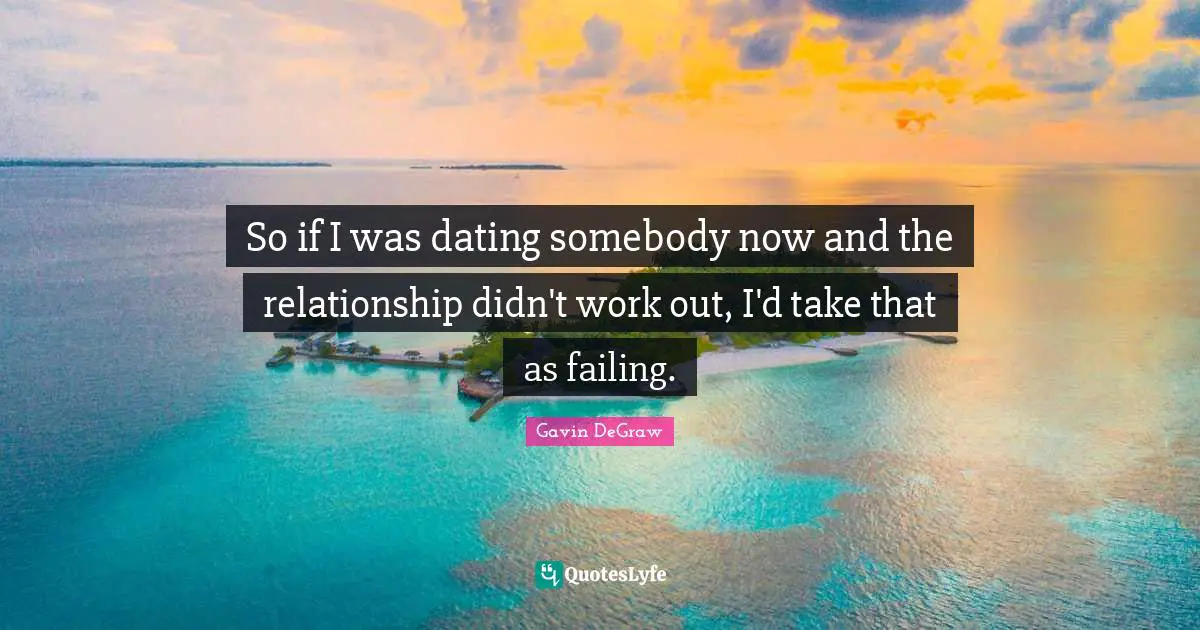 Gavin DeGraw Quotes: "So if I was dating somebody now and the relationship didn't work out, I'd take that as failing."