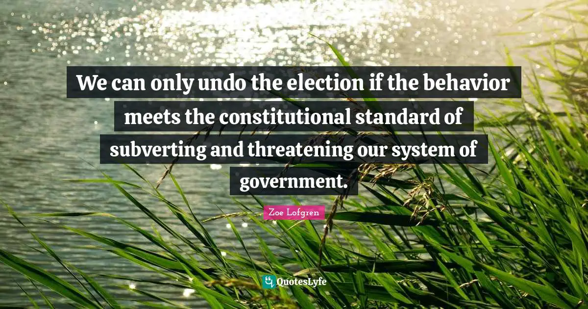We can only undo the election if the behavior meets the constitutional standard of subverting and threatening our system of government.