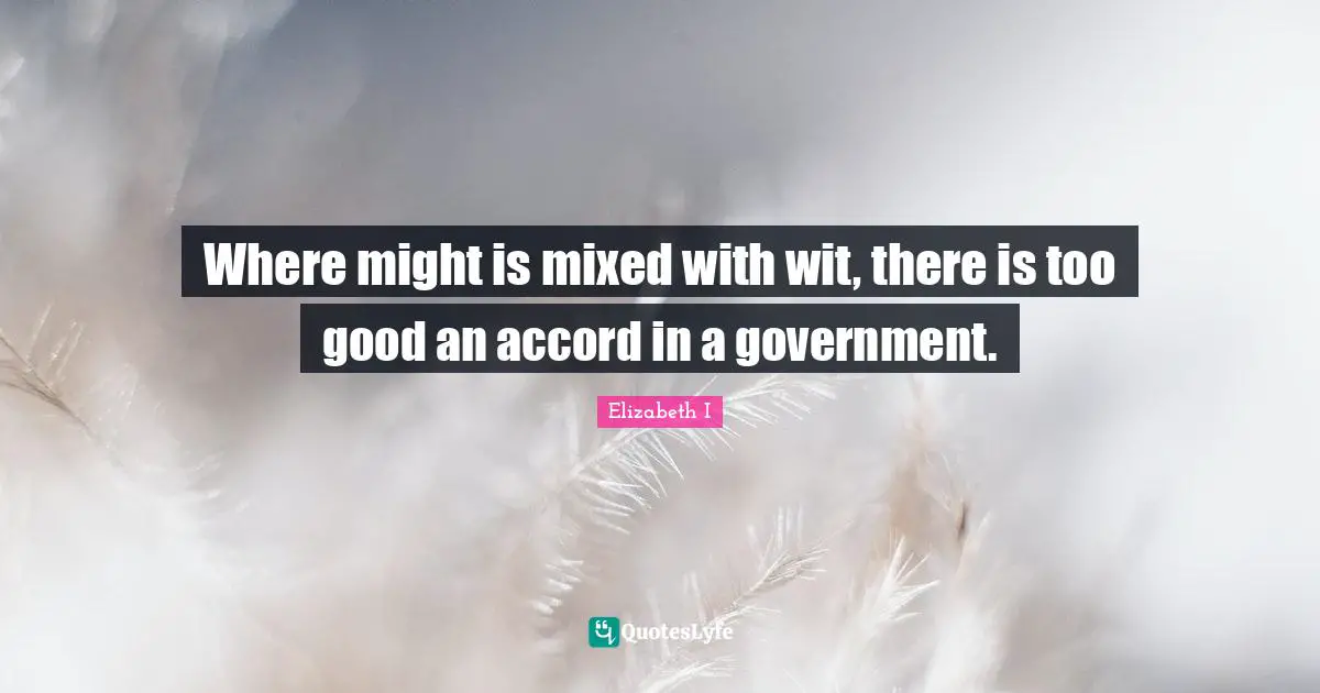 Where might is mixed with wit, there is too good an accord in a government.