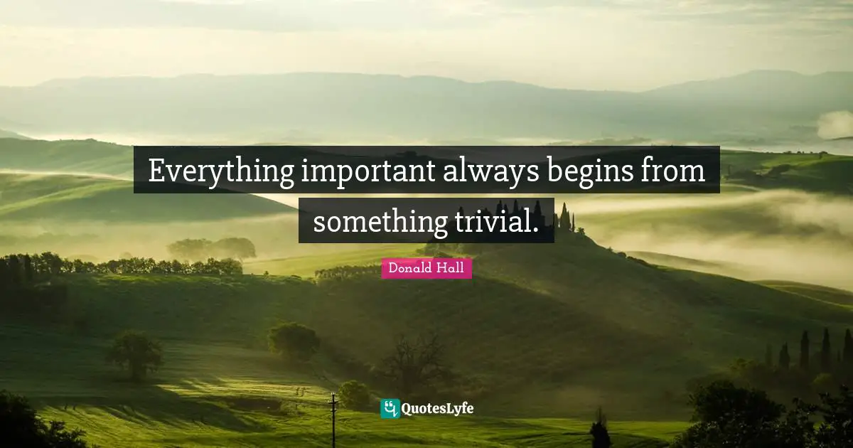 Everything important always begins from something trivial.