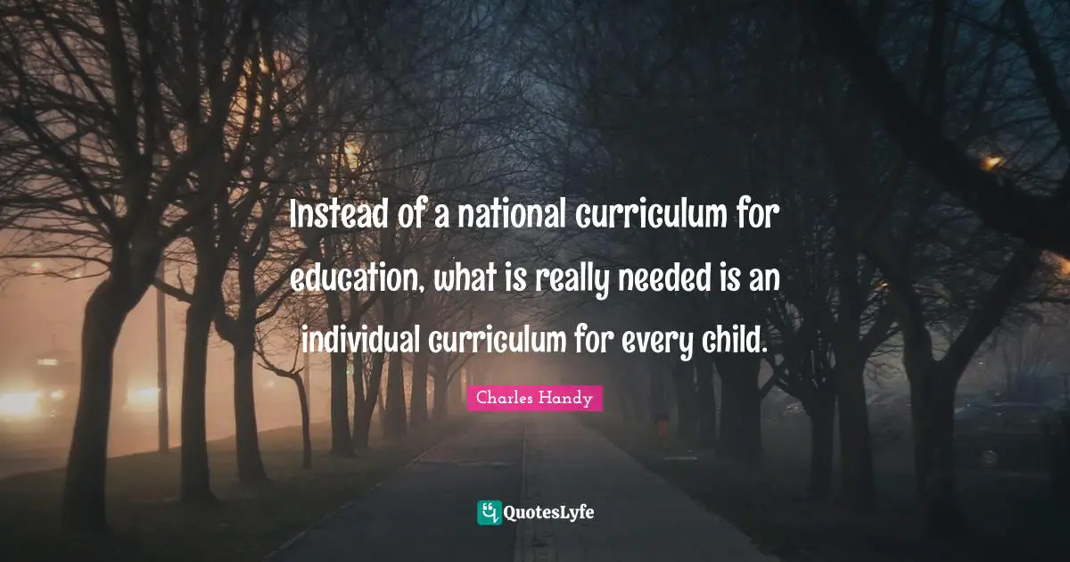 Instead of a national curriculum for education, what is really needed is an individual curriculum for every child.