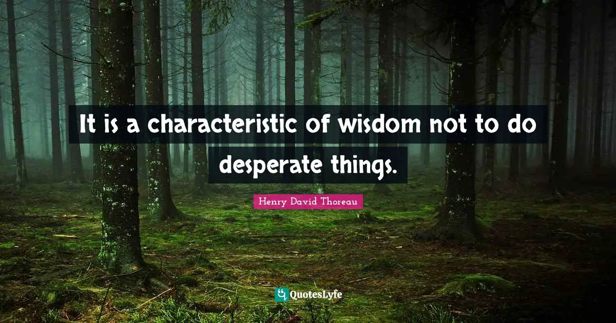 It is a characteristic of wisdom not to do desperate things.