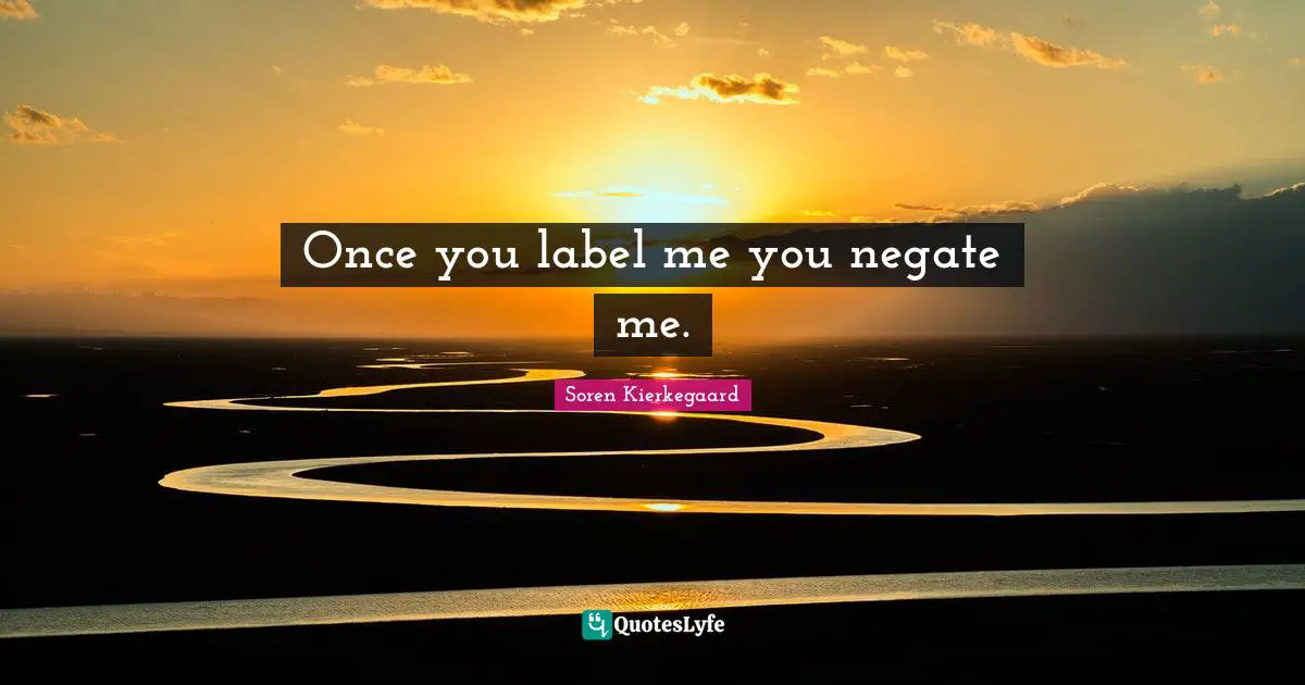 Soren Kierkegaard Quotes: Once you label me you negate me.