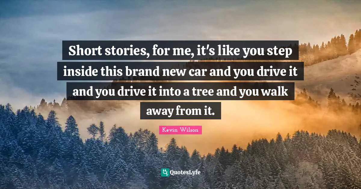 Short stories, for me, it's like you step inside this brand new car and you drive it and you drive it into a tree and you walk away from it.
