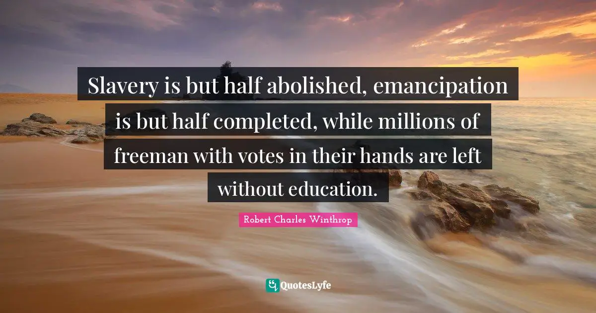 Slavery is but half abolished, emancipation is but half completed, while millions of freeman with votes in their hands are left without education.