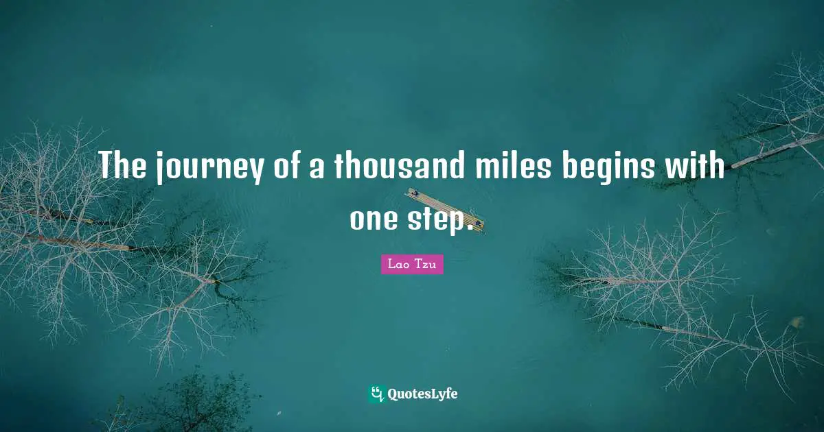Lao Tzu Quotes: The journey of a thousand miles begins with one step.