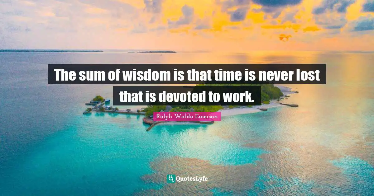 The sum of wisdom is that time is never lost that is devoted to work.