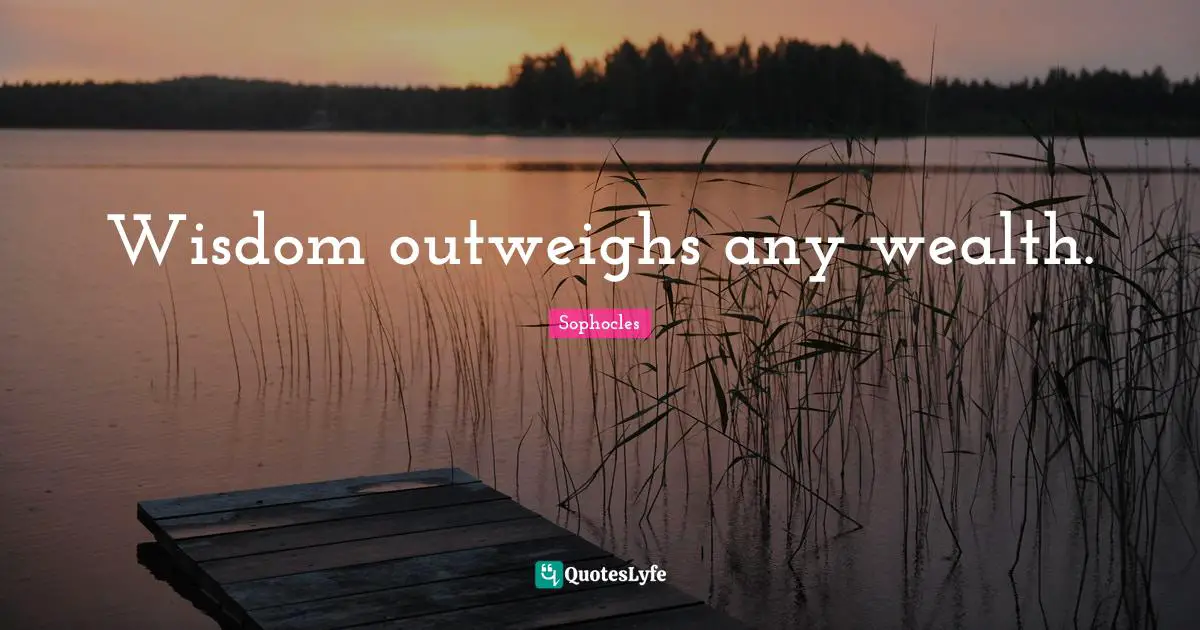Wisdom outweighs any wealth.