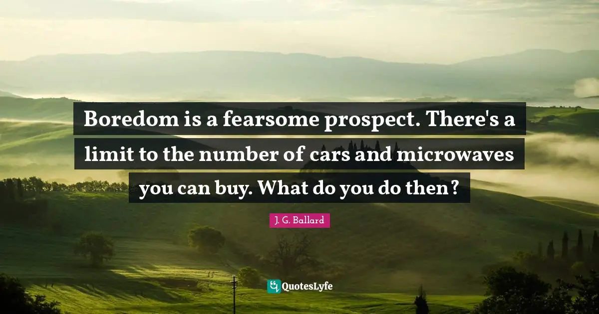 Boredom is a fearsome prospect. There's a limit to the number of cars and microwaves you can buy. What do you do then?