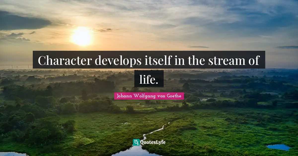 Stream Quotes: "Character develops itself in the stream of life."