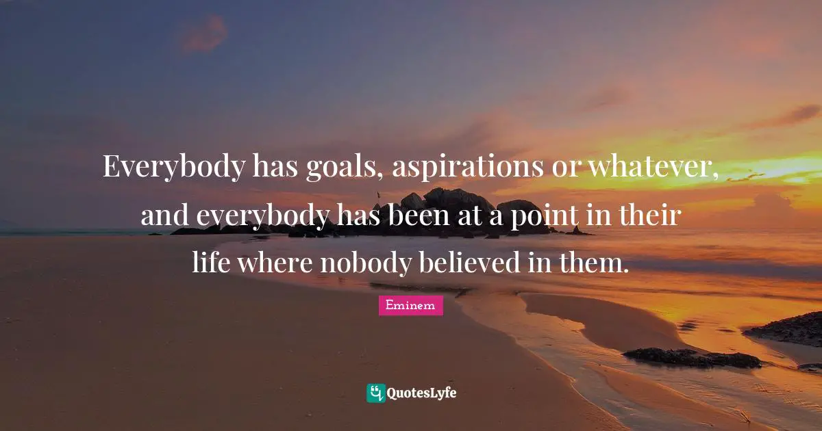 Goals Quotes: "Everybody has goals, aspirations or whatever, and everybody has been at a point in their life where nobody believed in them."