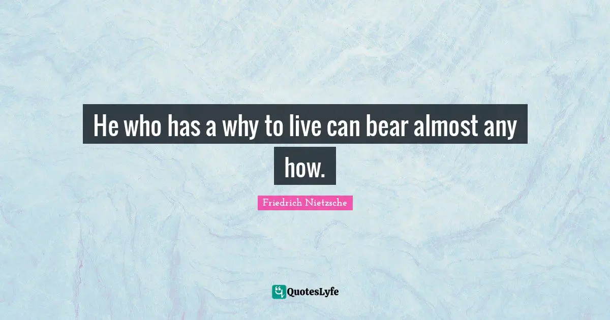 Will To Live Quotes: "He who has a why to live can bear almost any how."