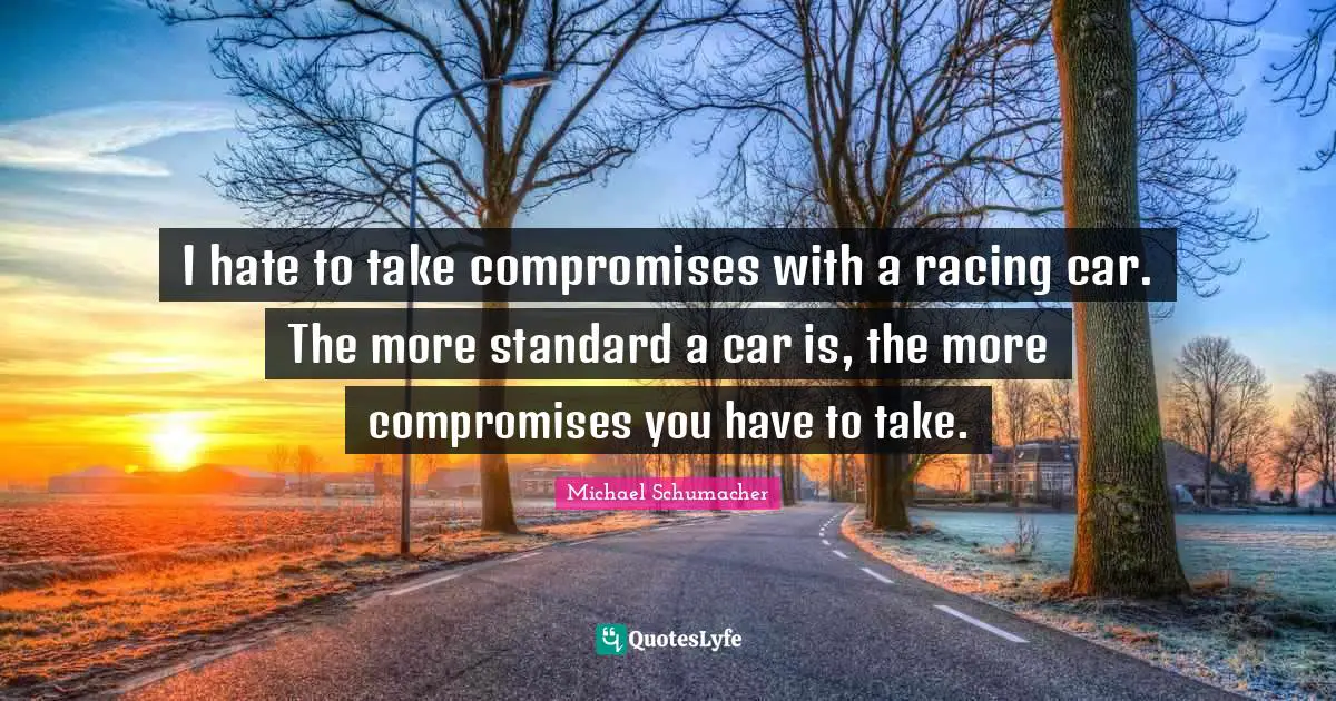 I hate to take compromises with a racing car. The more standard a car is, the more compromises you have to take.