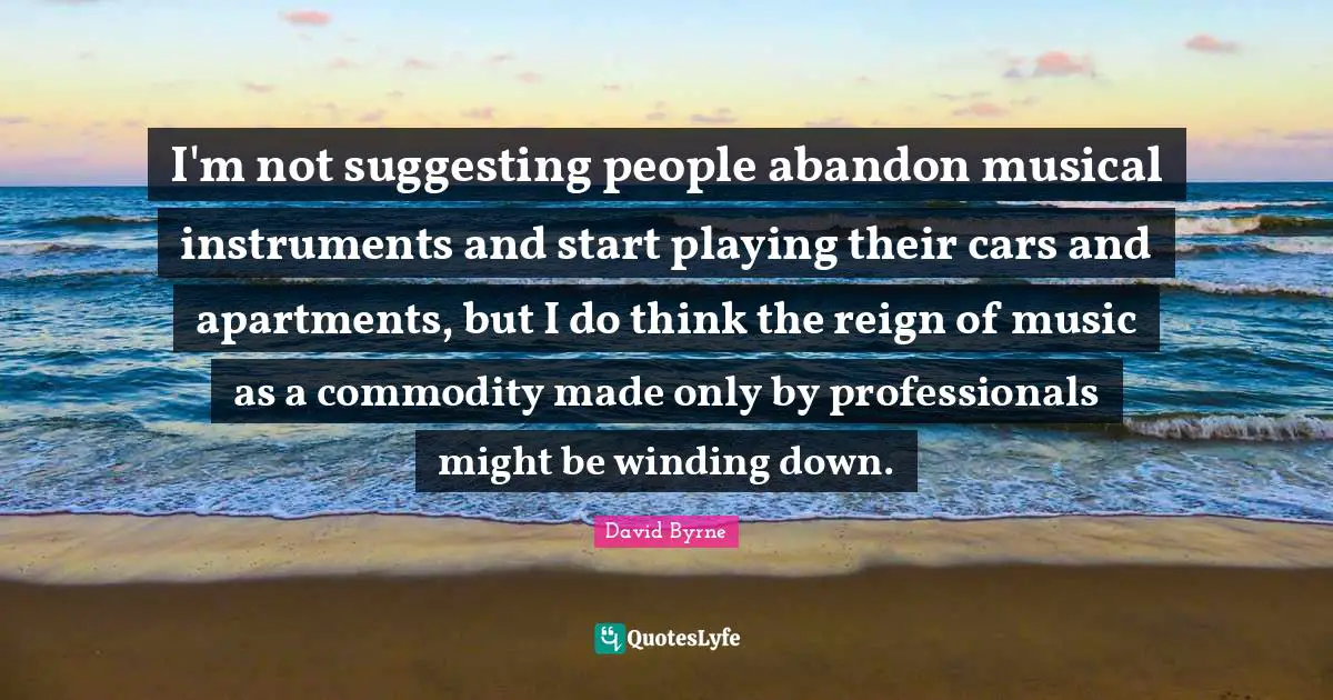 I'm not suggesting people abandon musical instruments and start playing their cars and apartments, but I do think the reign of music as a commodity made only by professionals might be winding down.