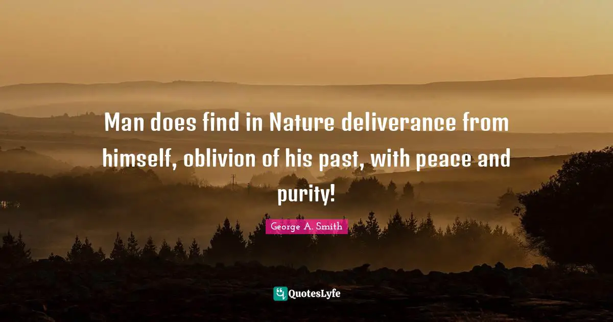 Man does find in Nature deliverance from himself, oblivion of his past, with peace and purity!